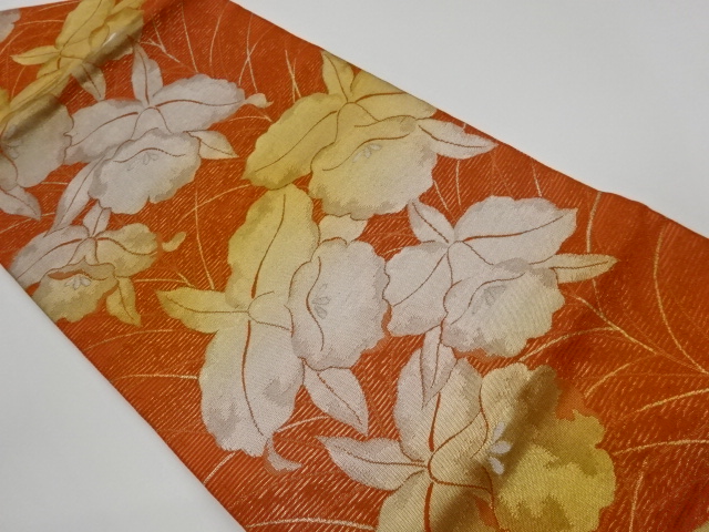 JAPANESE KIMONO / VINTAGE NAGOYA OBI / FOR SUMMER / WOVEN FLOWERS